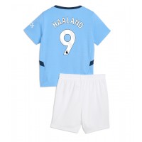 Camiseta Manchester City Erling Haaland #9 Primera Equipación para niños 2024-25 manga corta (+ pantalones cortos)